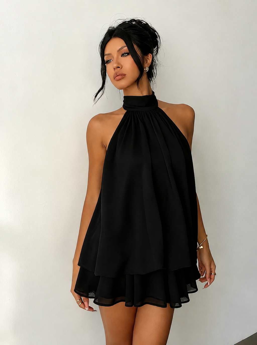 Halter Neck Backless Mini Dress