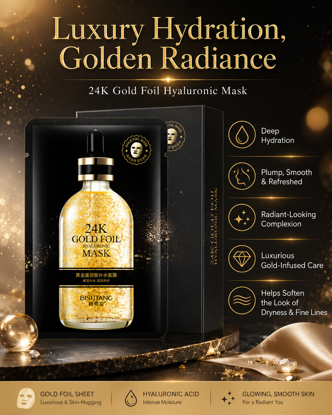 24 ct Gold Face Mask Moisturizing Serum