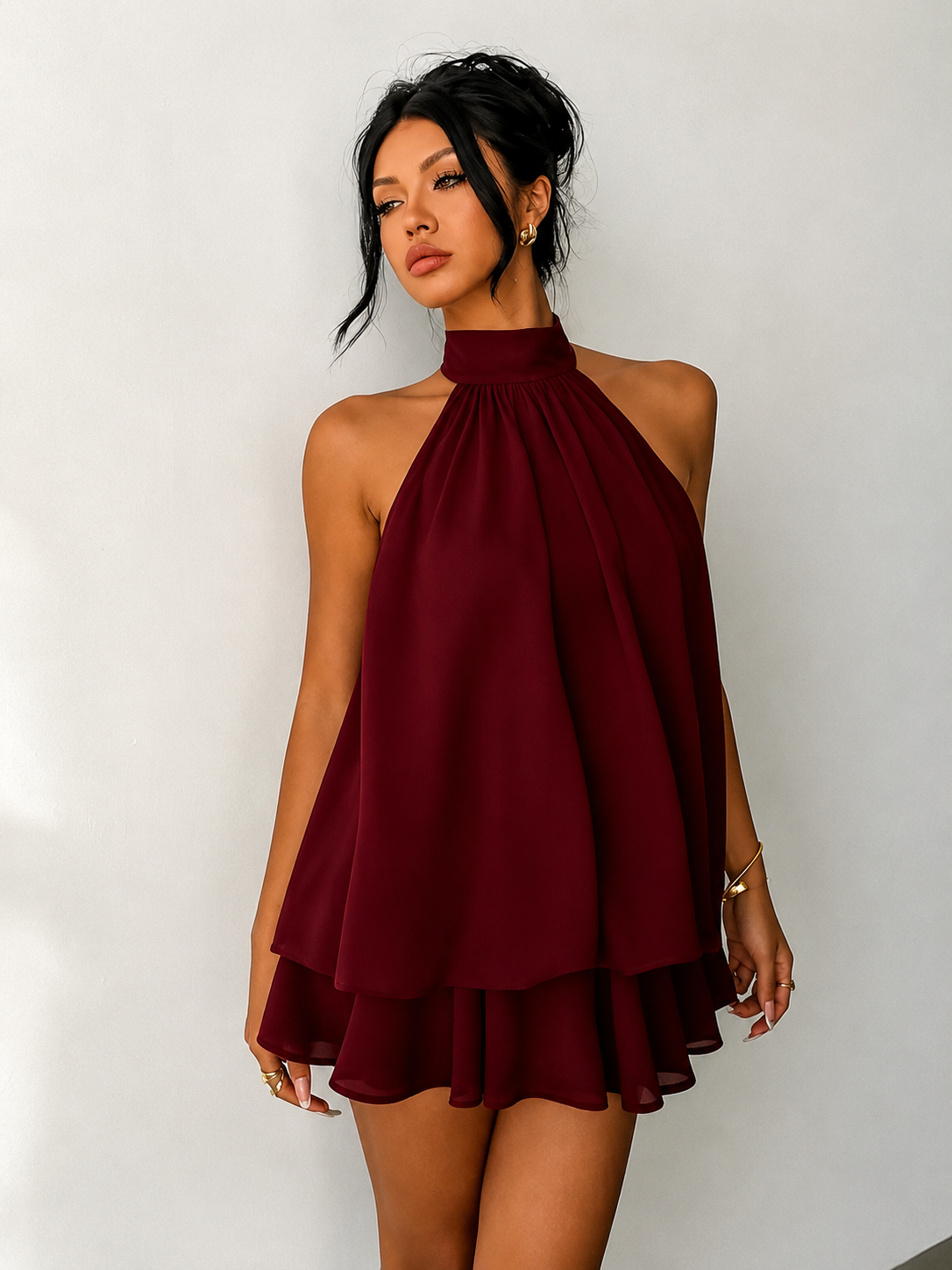 Halter Neck Backless Mini Dress