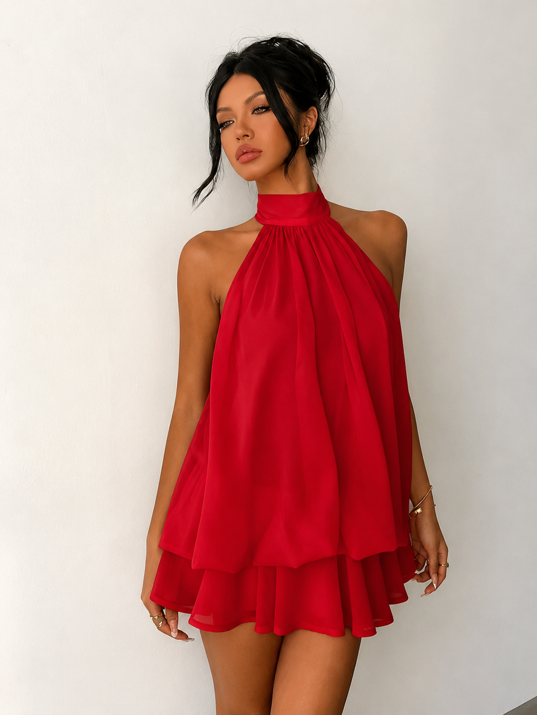 Halter Neck Backless Mini Dress