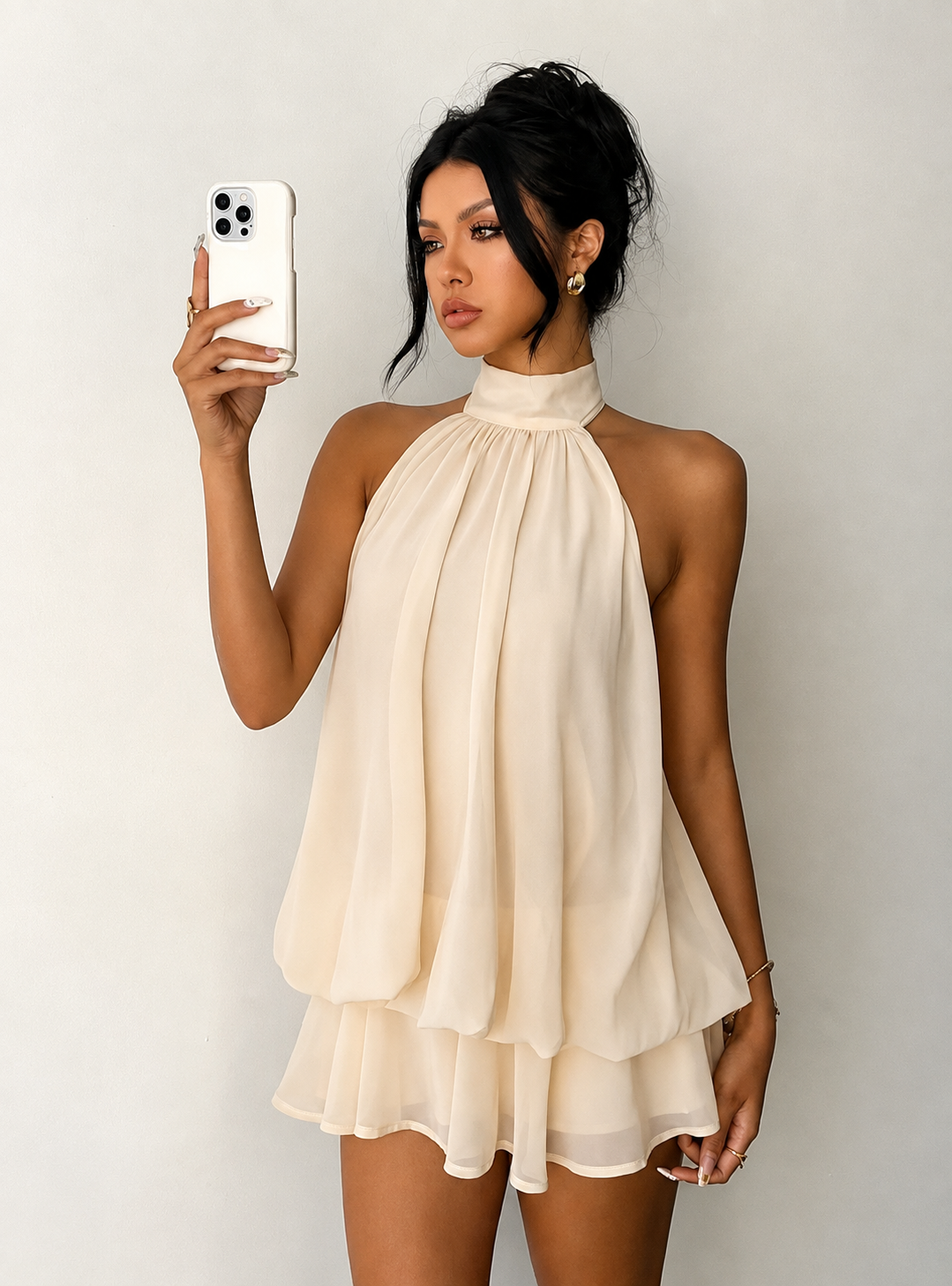 Halter Neck Backless Mini Dress