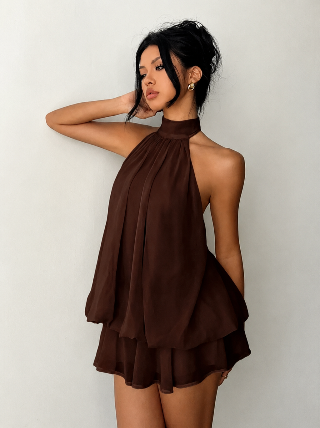 Halter Neck Backless Mini Dress