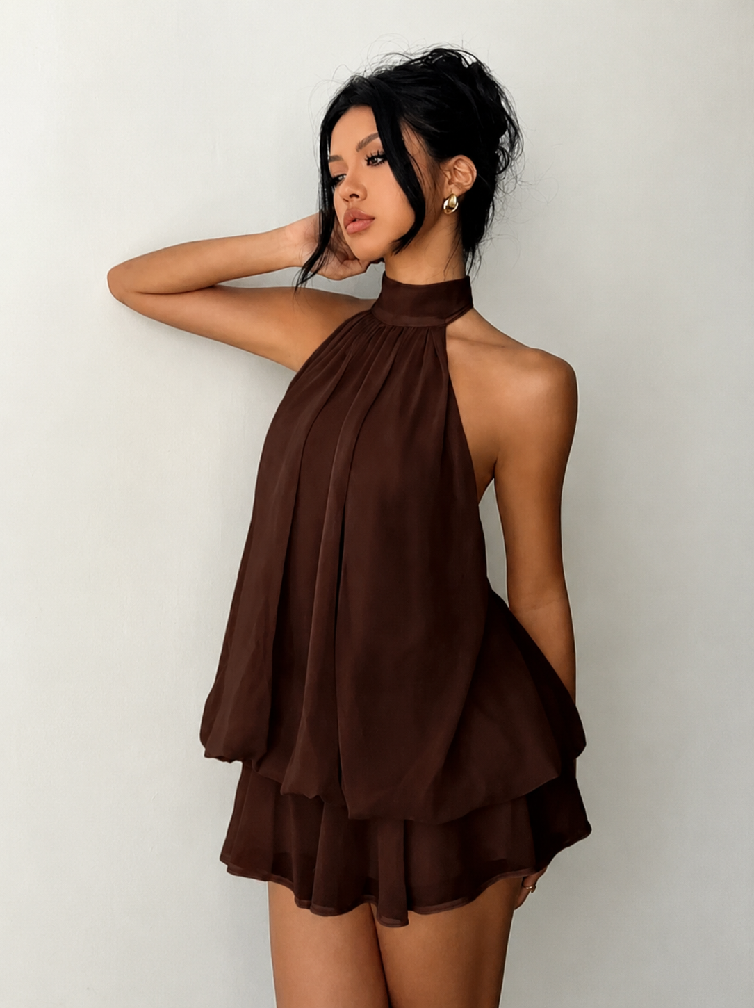 Halter Neck Backless Mini Dress