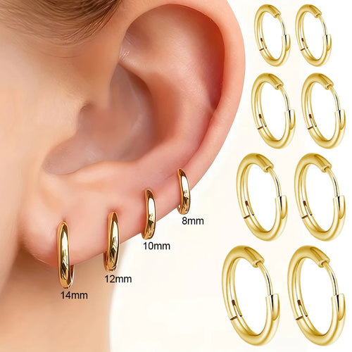 2 Pieces Classic Round Hoop Earrings 2.5mm Thick Gold or Silver