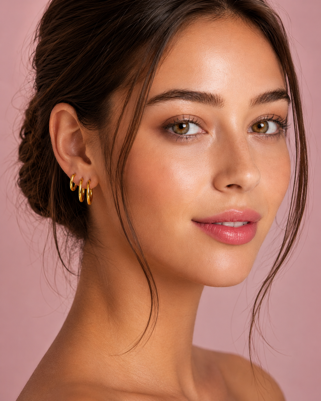 2 Pieces Classic Round Hoop Earrings 2.5mm Thick Gold or Silver