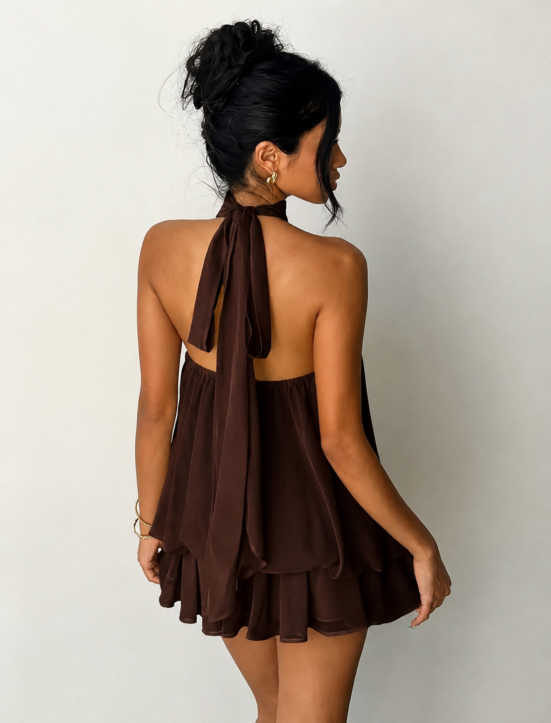 Halter Neck Backless Mini Dress